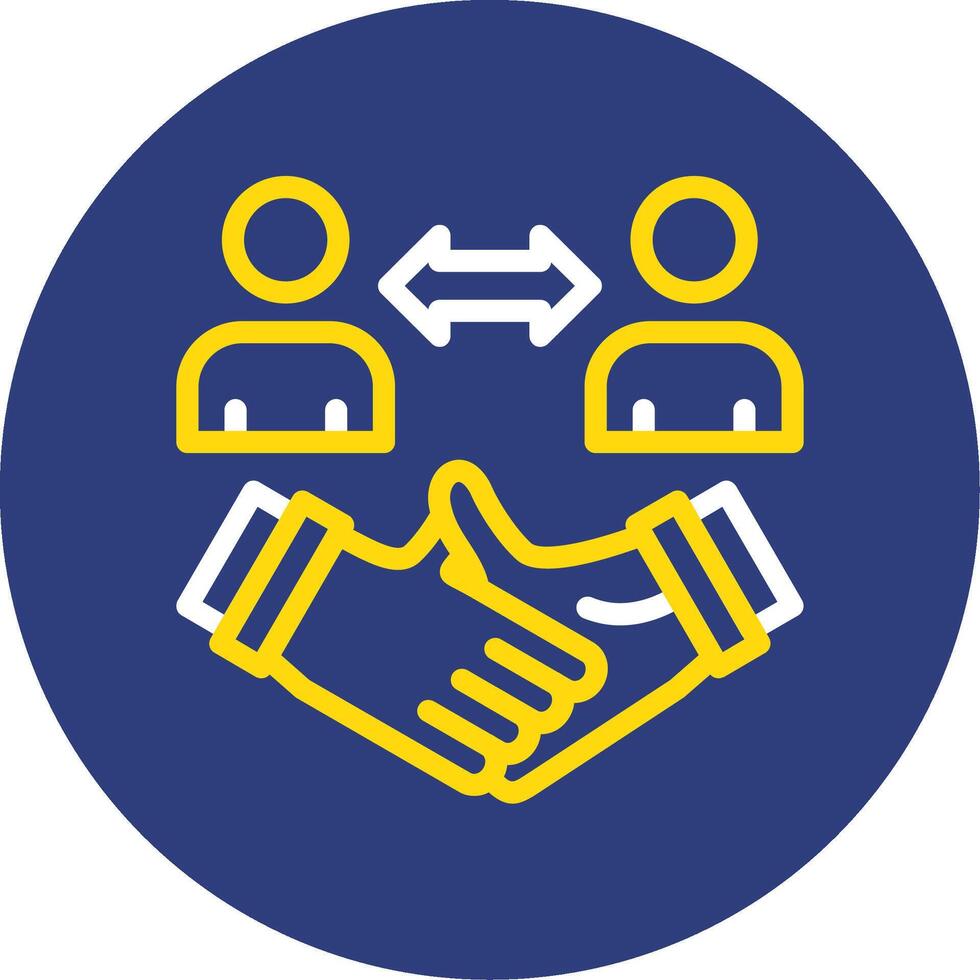 Handshake between employer and candidate Dual Line Circle Icon vector