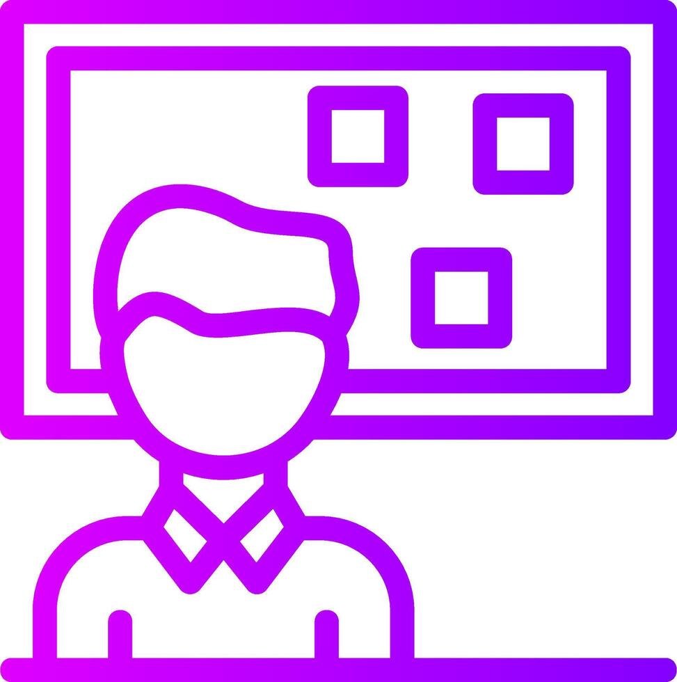 Person standing in front of a job board Linear Gradient Icon vector