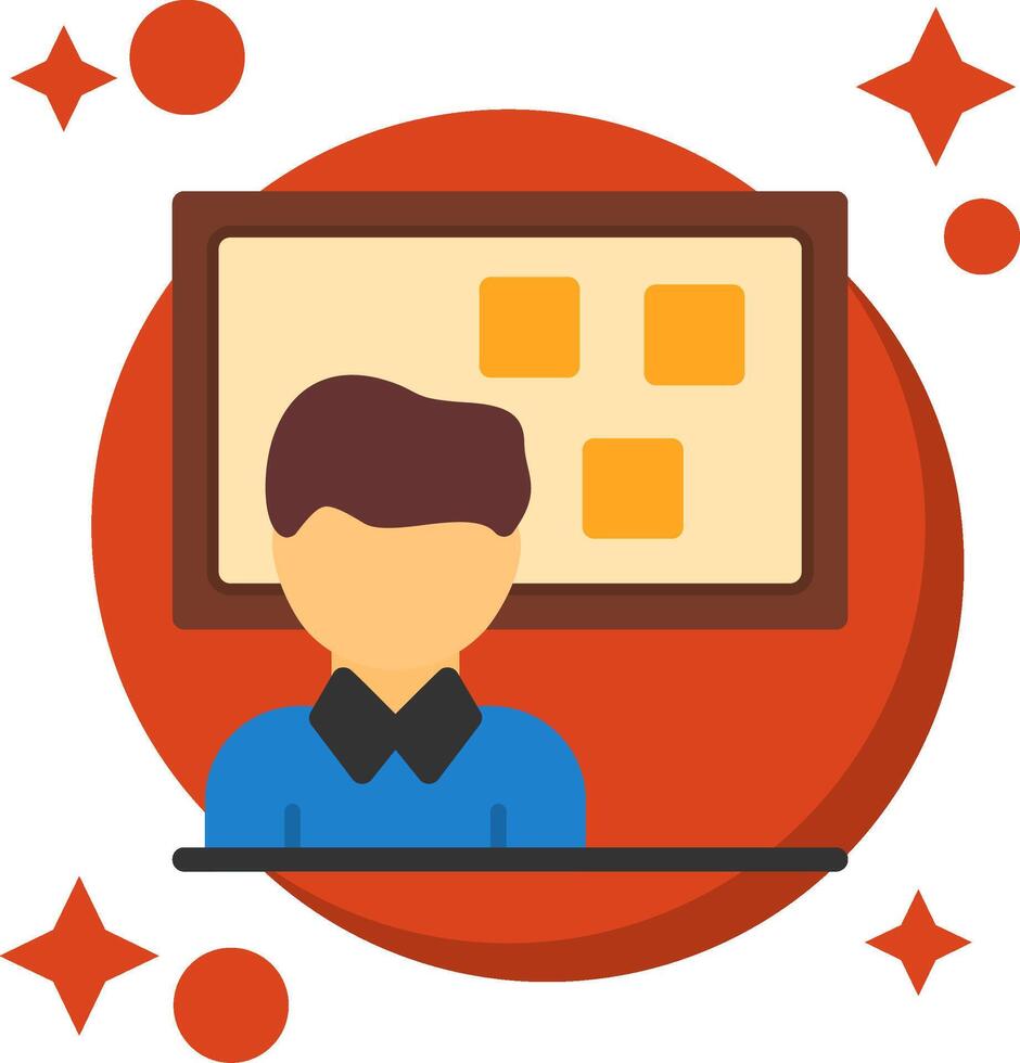 Person standing in front of a job board Tailed Color Icon vector