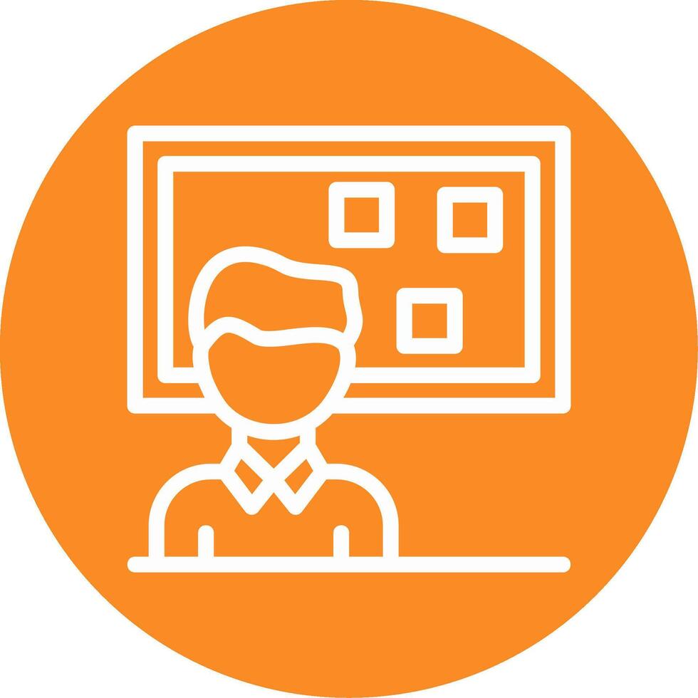 Person standing in front of a job board Outline Circle Icon vector
