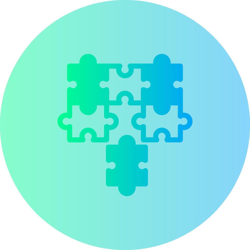 Puzzle pieces fitting together symbolizing alignment Gradient Circle Icon vector