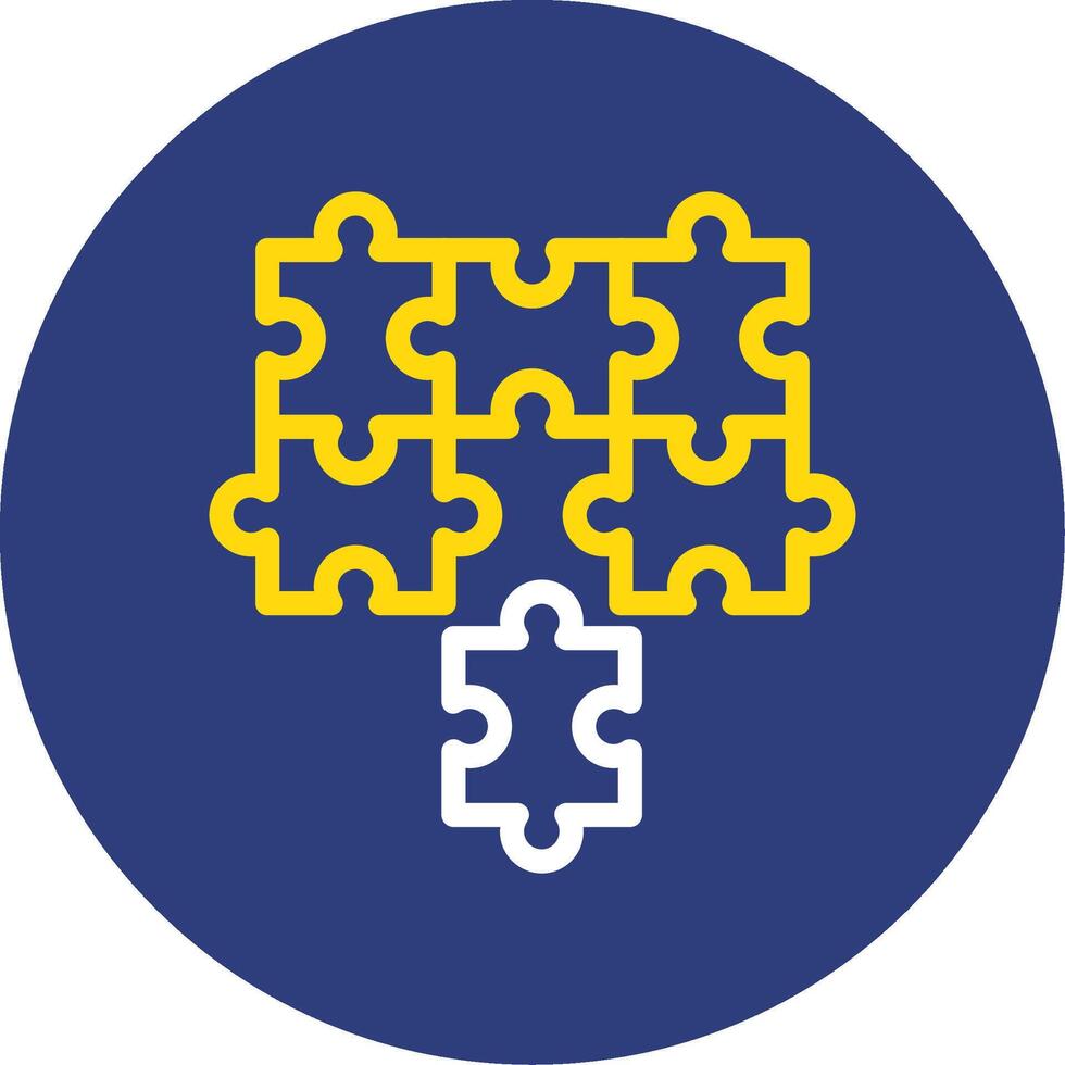 Puzzle pieces fitting together symbolizing alignment Dual Line Circle Icon vector