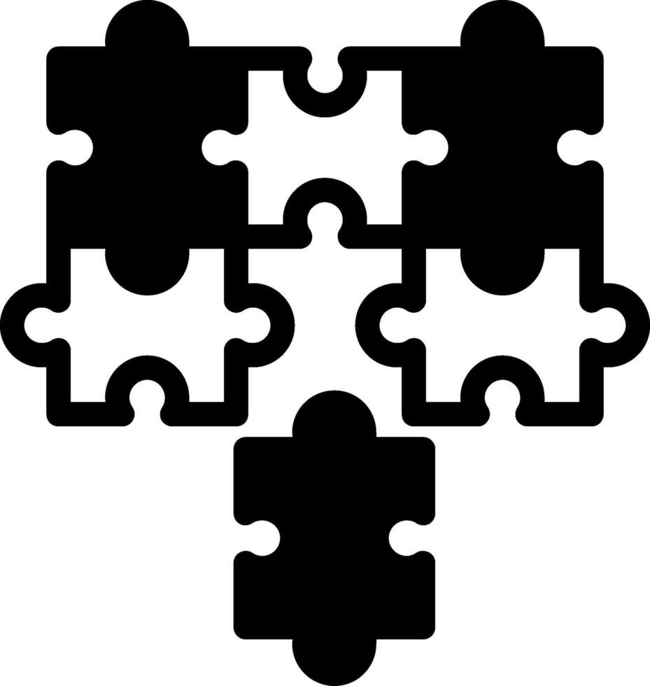 Puzzle pieces fitting together symbolizing alignment Glyph Icon vector