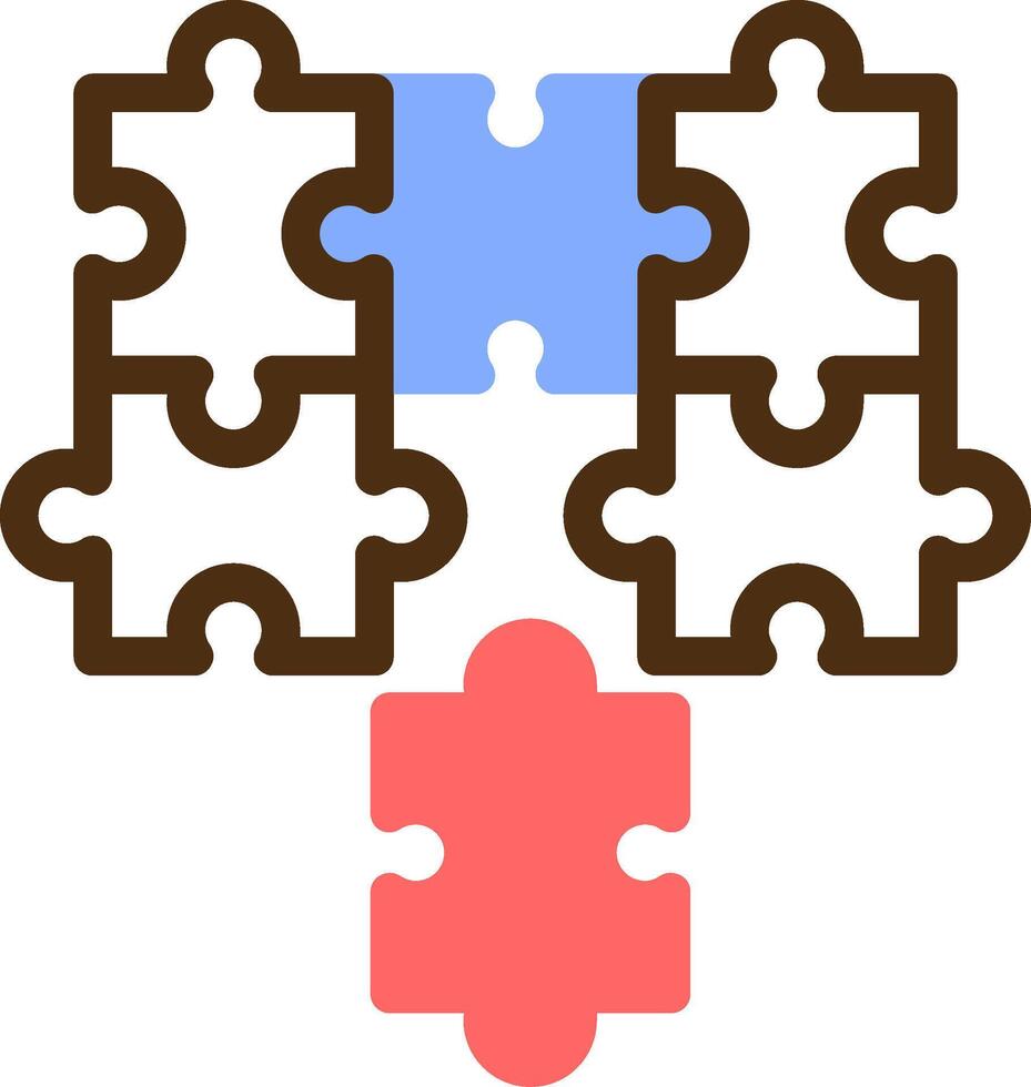Puzzle pieces fitting together symbolizing alignment Color Filled Icon vector