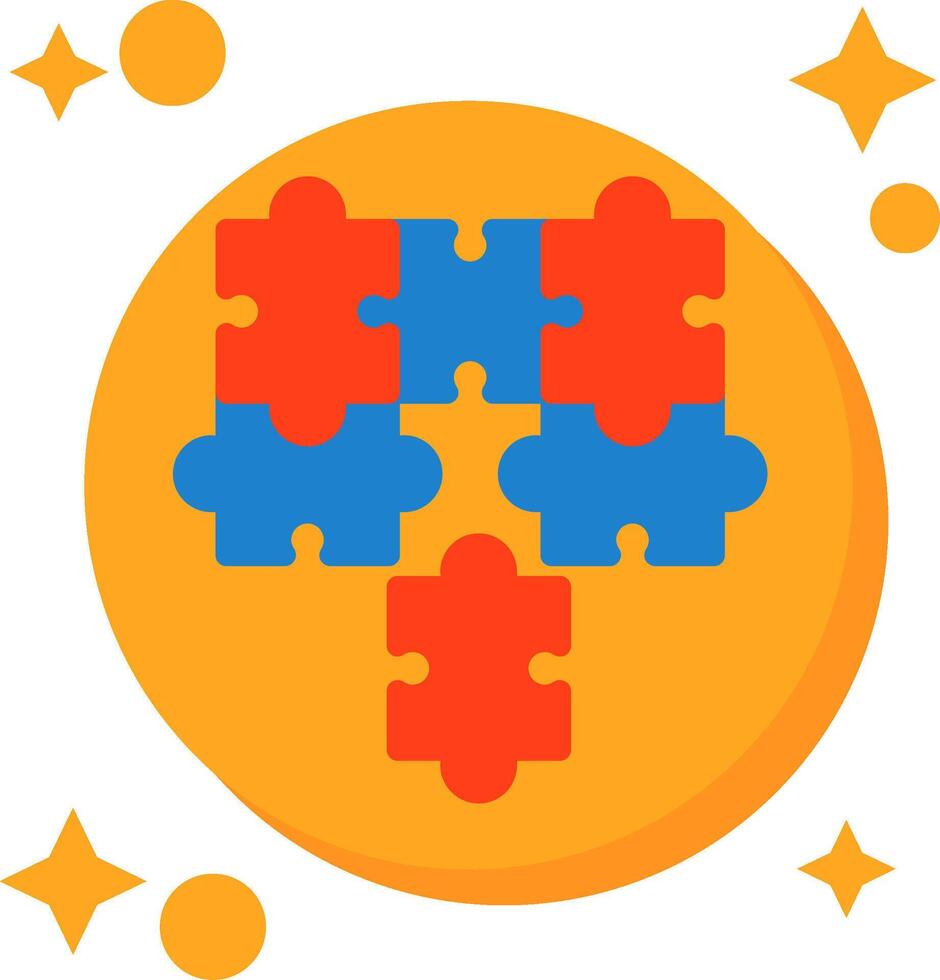 Puzzle pieces fitting together symbolizing alignment Tailed Color Icon vector