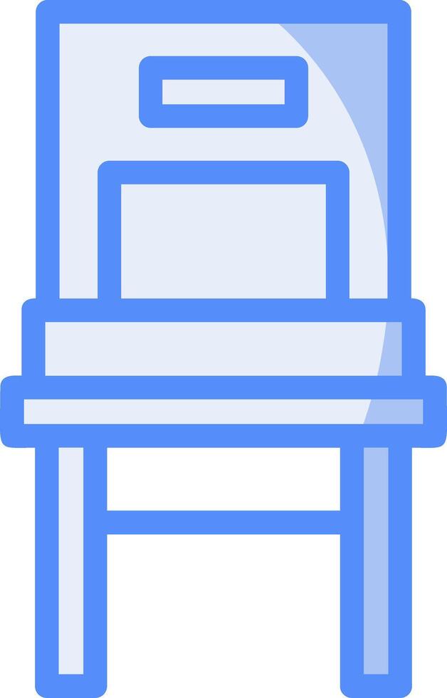 silla línea lleno azul icono vector