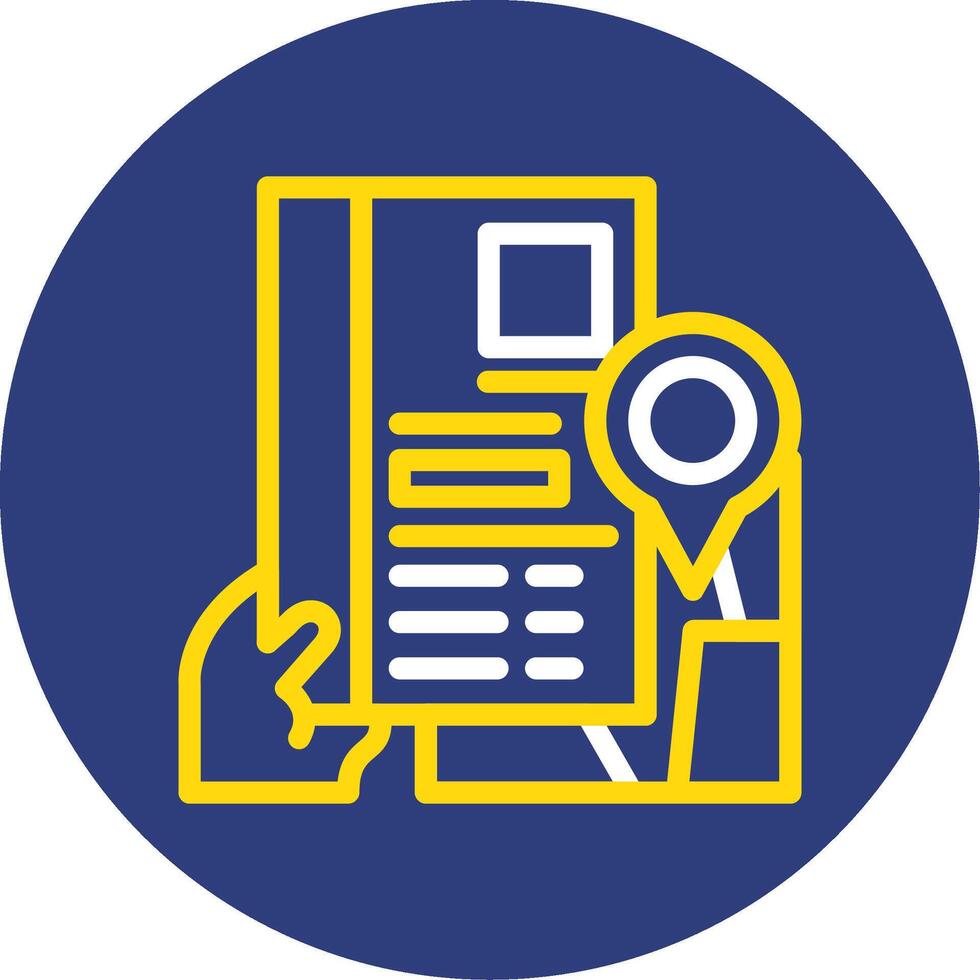 Hand with resume and map Dual Line Circle Icon vector