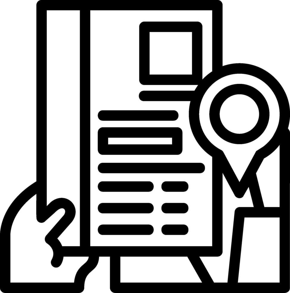 Hand with resume and map Line Icon vector