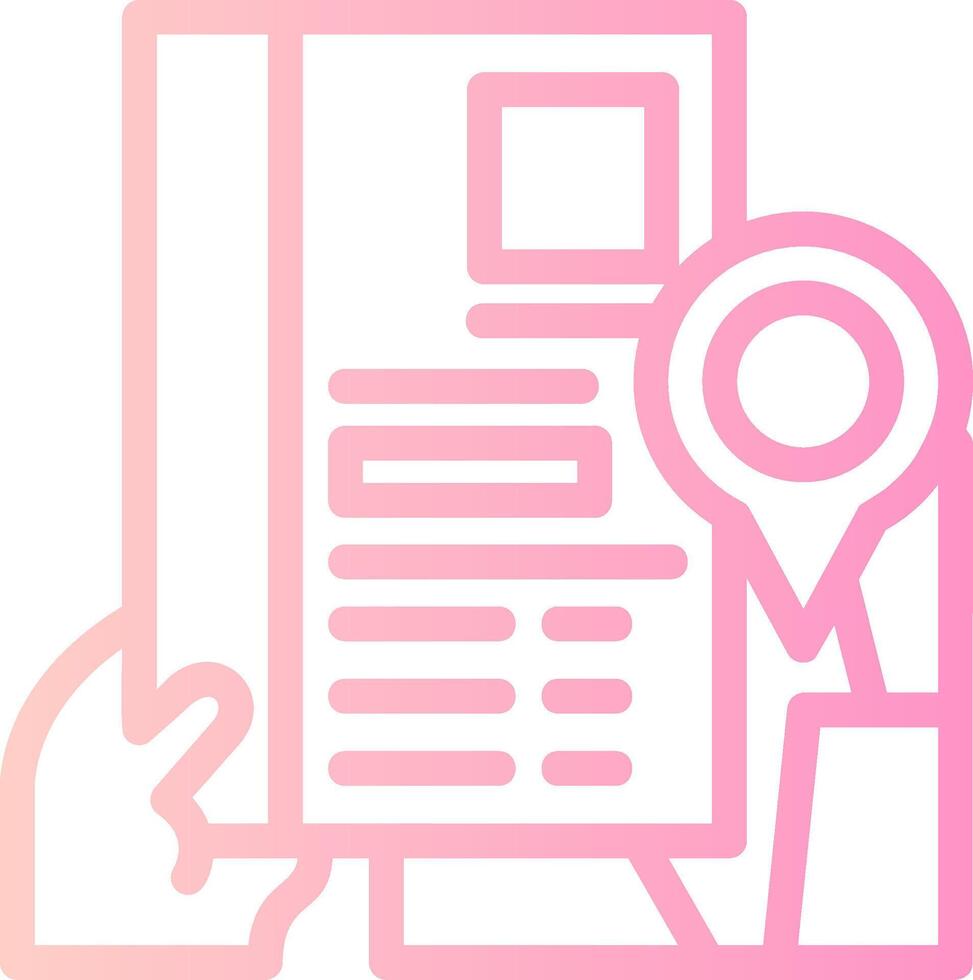 Hand with resume and map Linear Gradient Icon vector