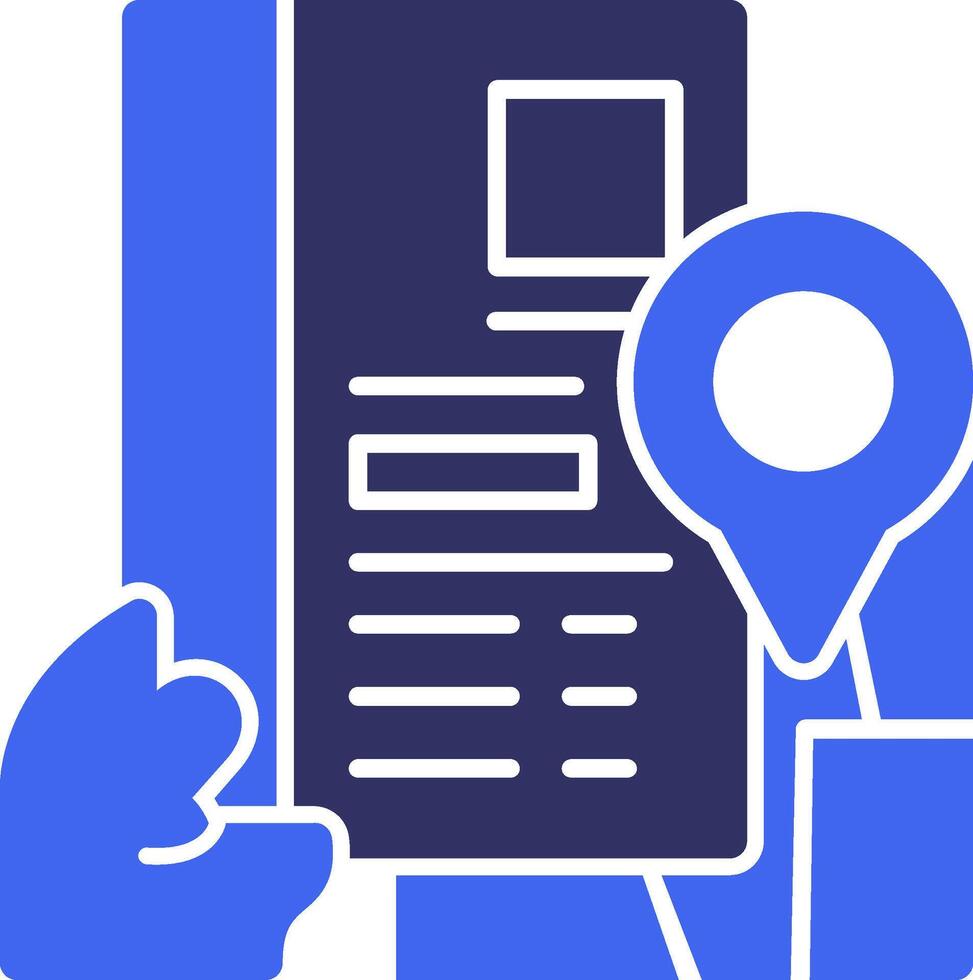 Hand with resume and map Solid Two Color Icon vector