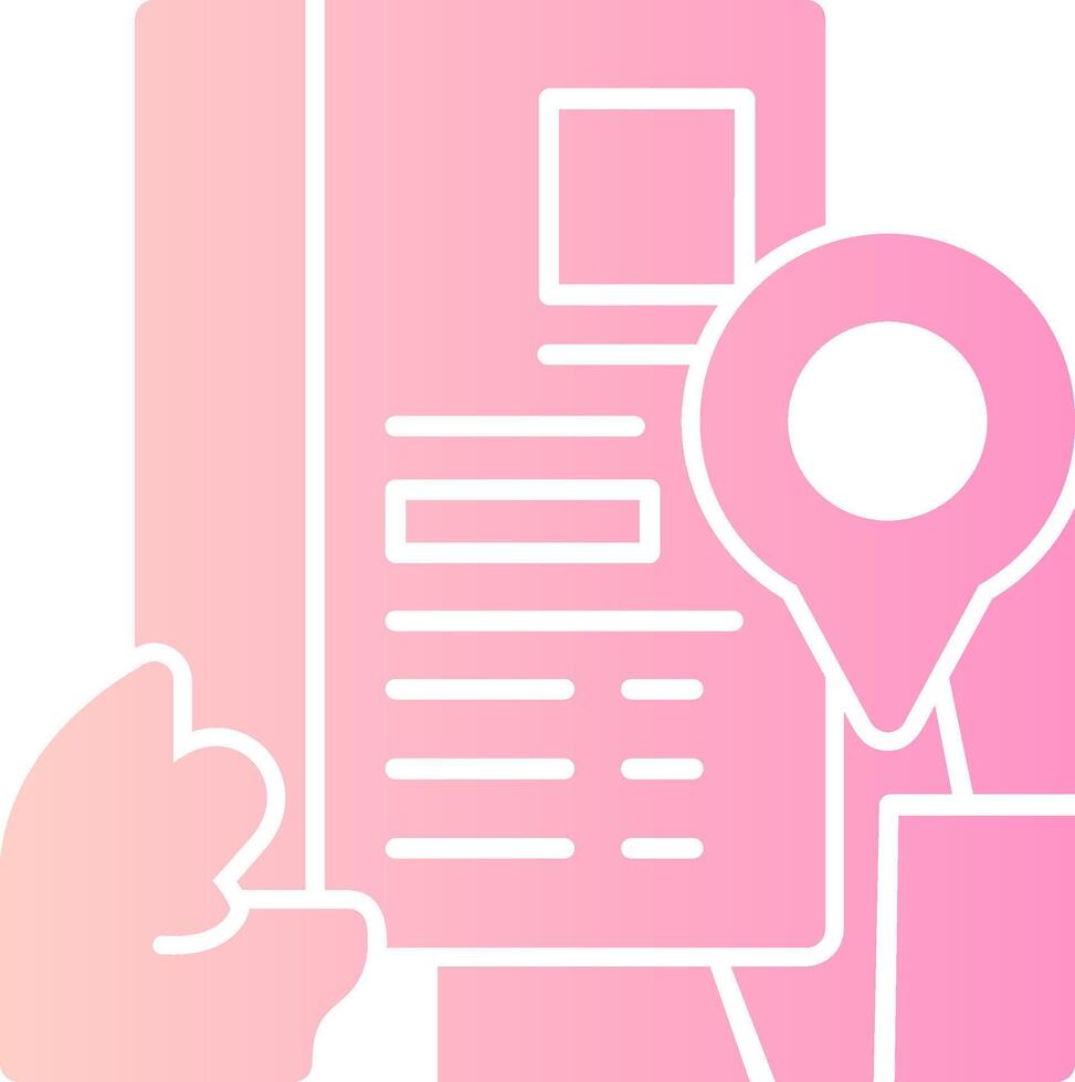 Hand with resume and map Solid Multi Gradient Icon vector