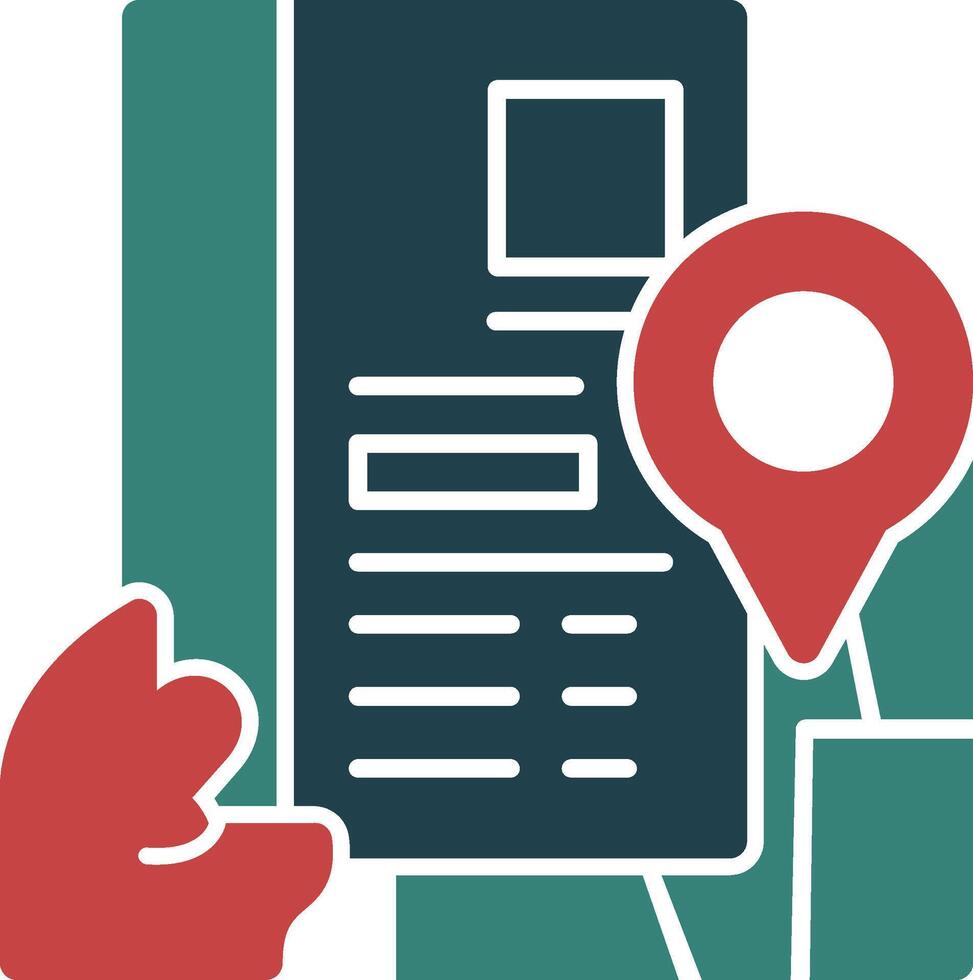 Hand with resume and map Glyph Two Color Icon vector