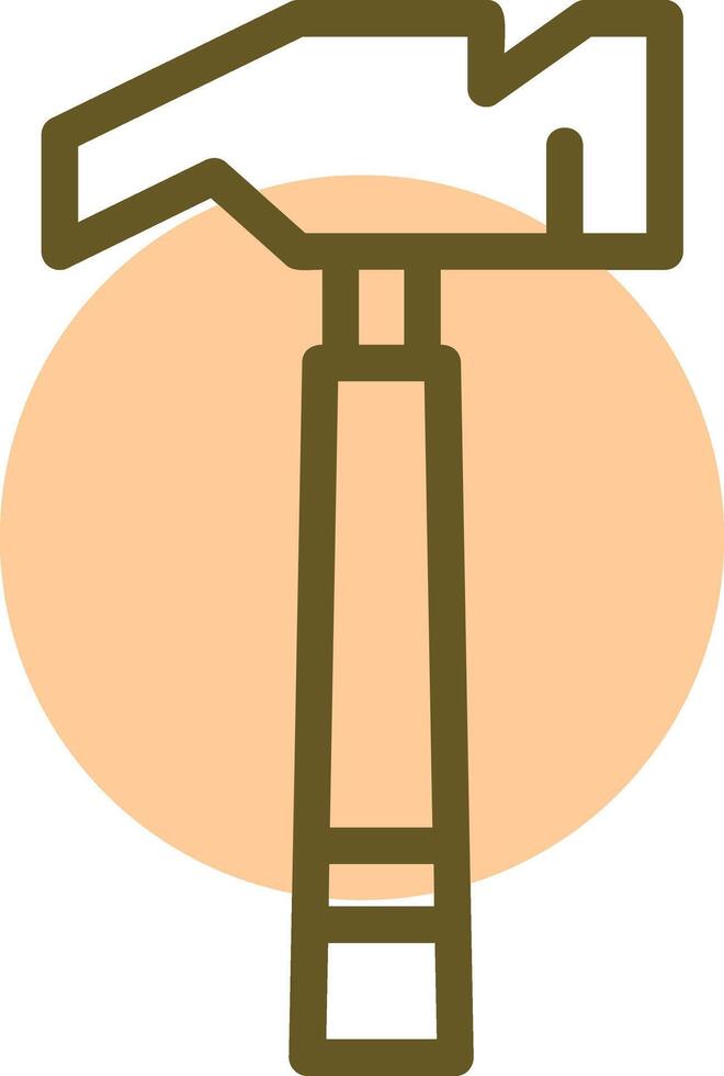 Hammer Linear Circle Icon vector