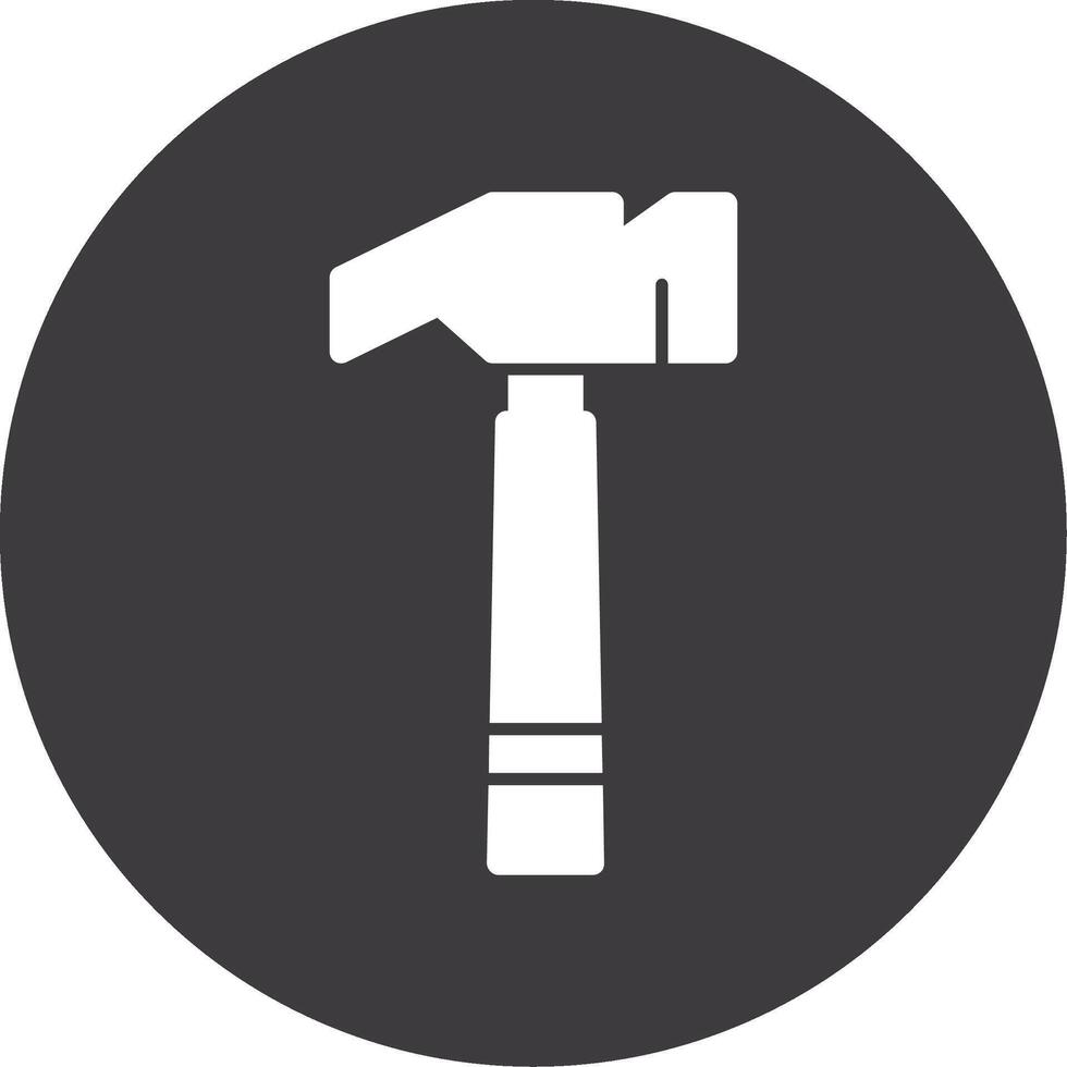 Hammer Glyph Circle Icon vector