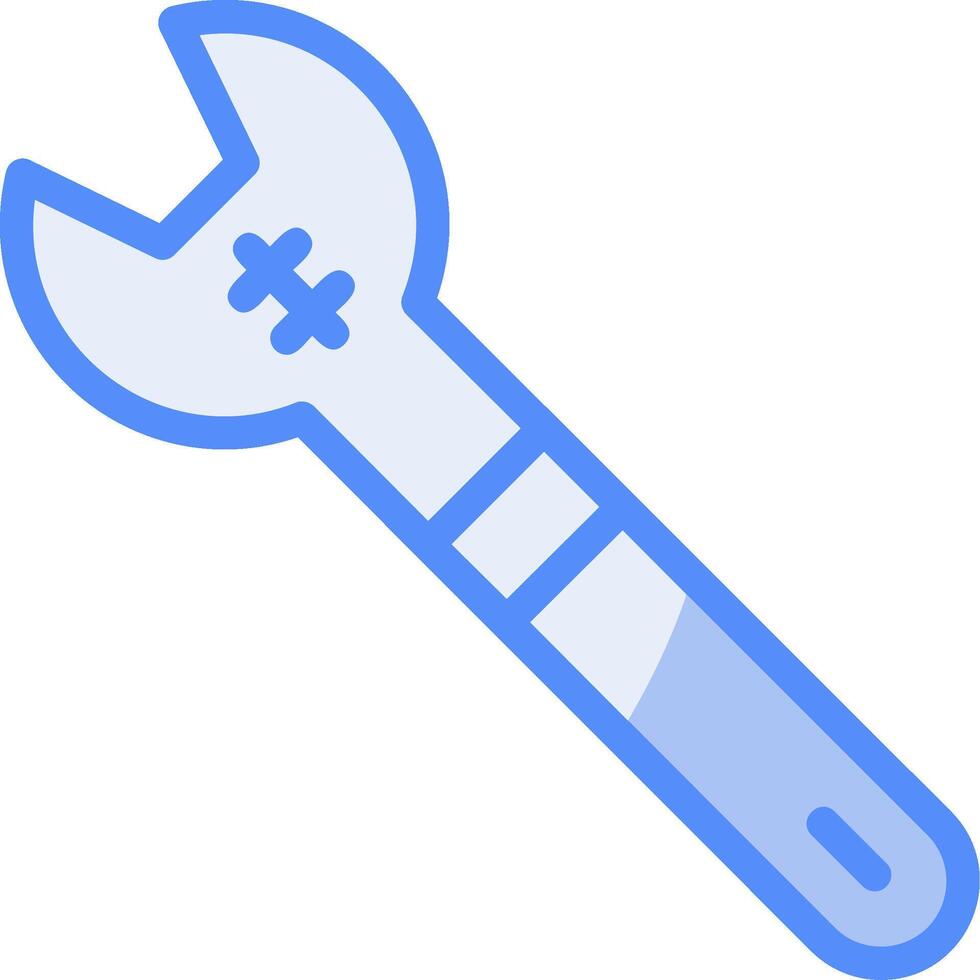 Wrench Line Filled Blue Icon vector