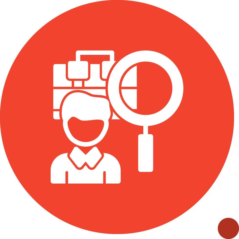 Person with magnifying glass looking at job offers Glyph Shadow Icon vector