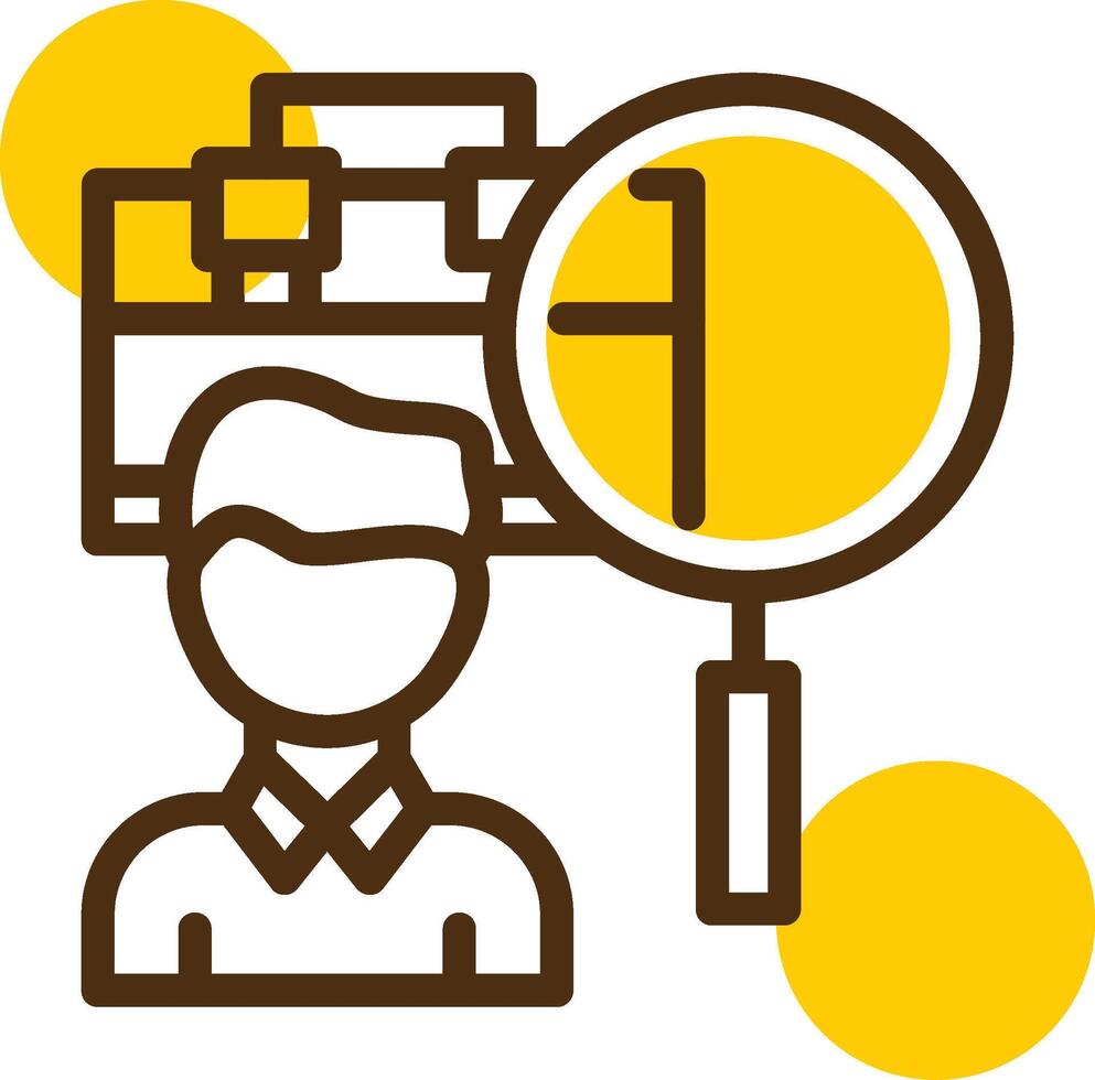 Person with magnifying glass looking at job offers Yellow Lieanr Circle Icon vector