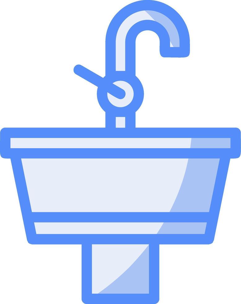 Sink Line Filled Blue Icon vector