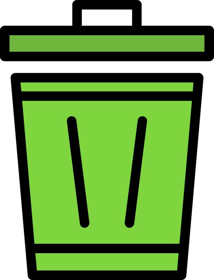 basura lata línea lleno icono vector