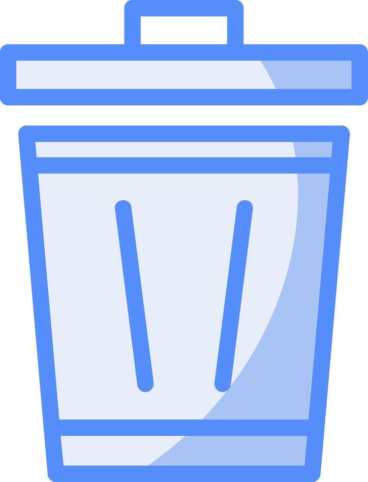 basura lata línea lleno azul icono vector