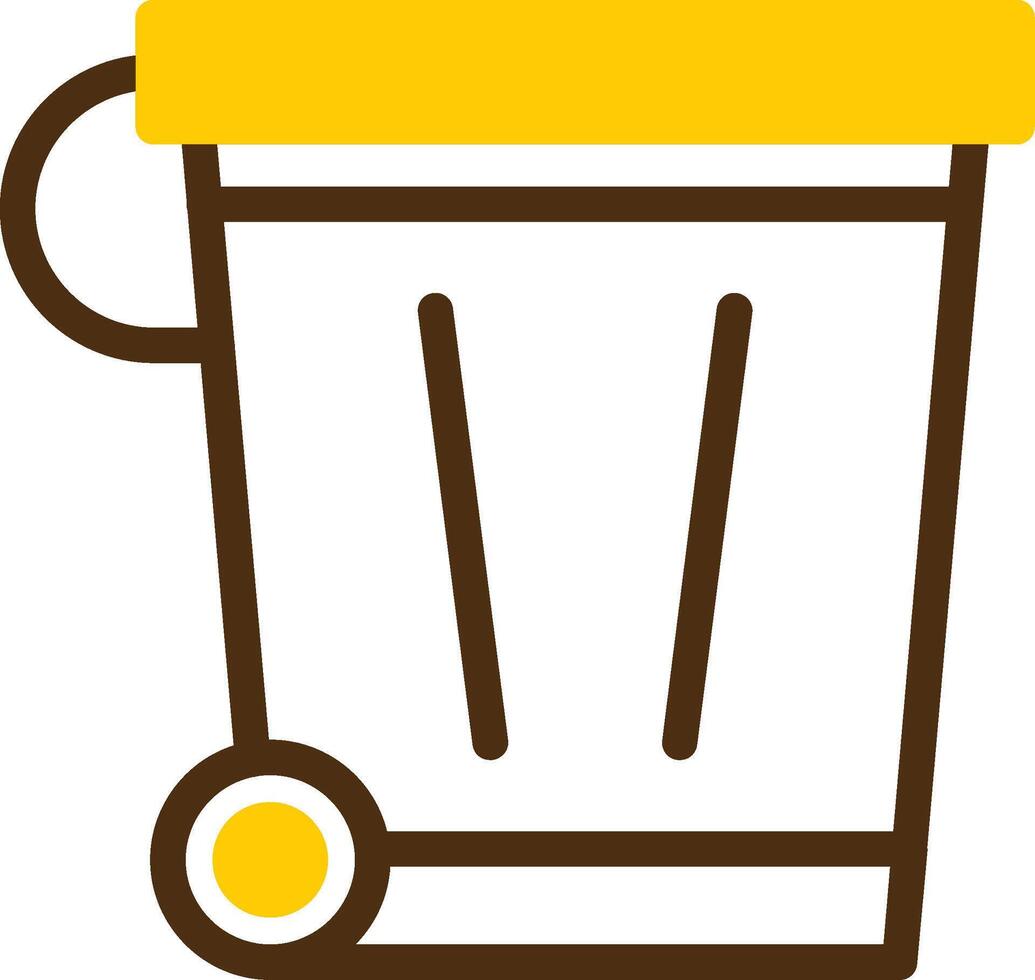 Recycling Bin Yellow Lieanr Circle Icon vector