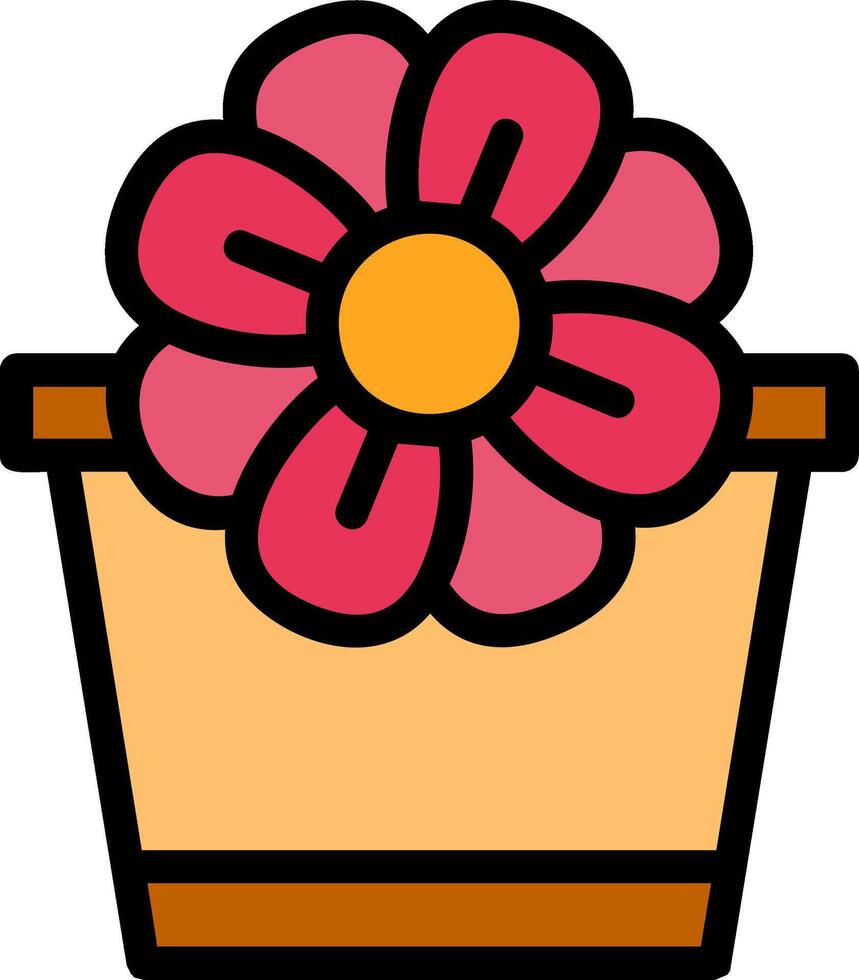 Flower Pot Line Filled Icon vector