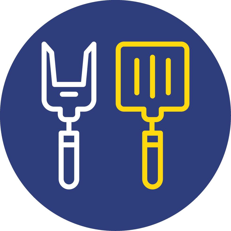 BBQ Tools Dual Line Circle Icon vector