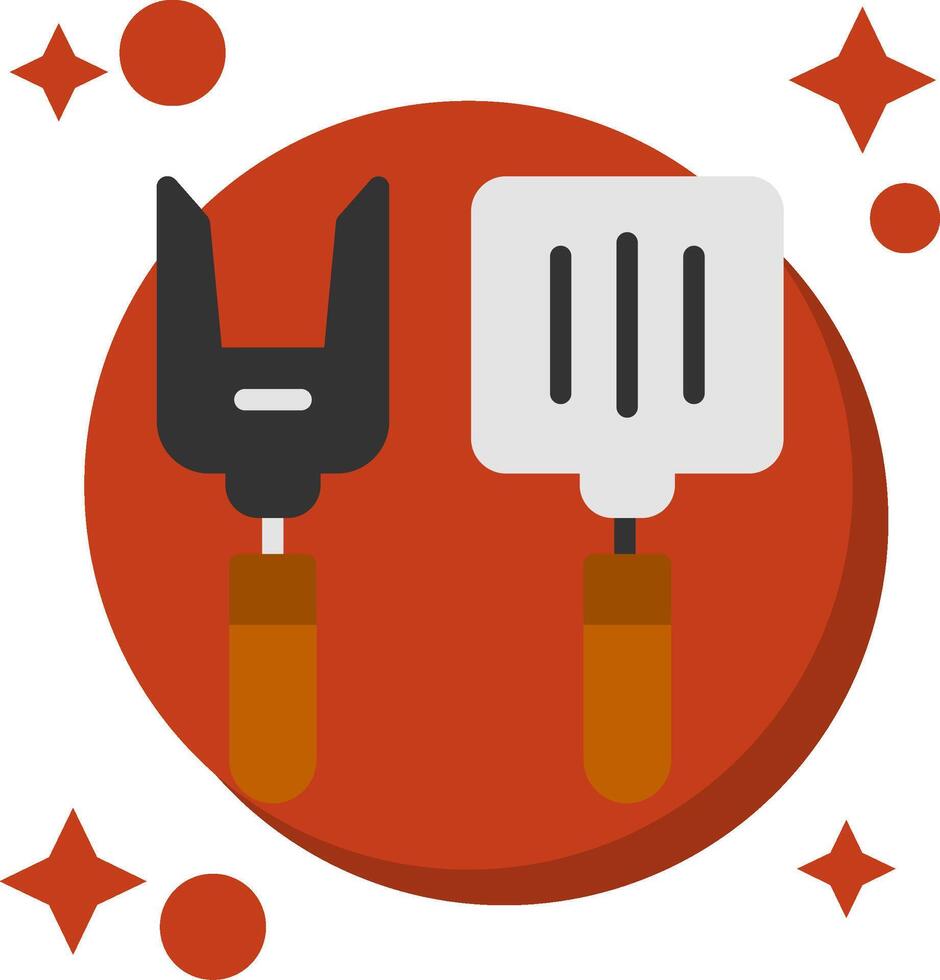 BBQ Tools Tailed Color Icon vector