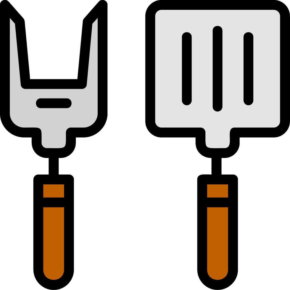 BBQ Tools Line Filled Icon vector