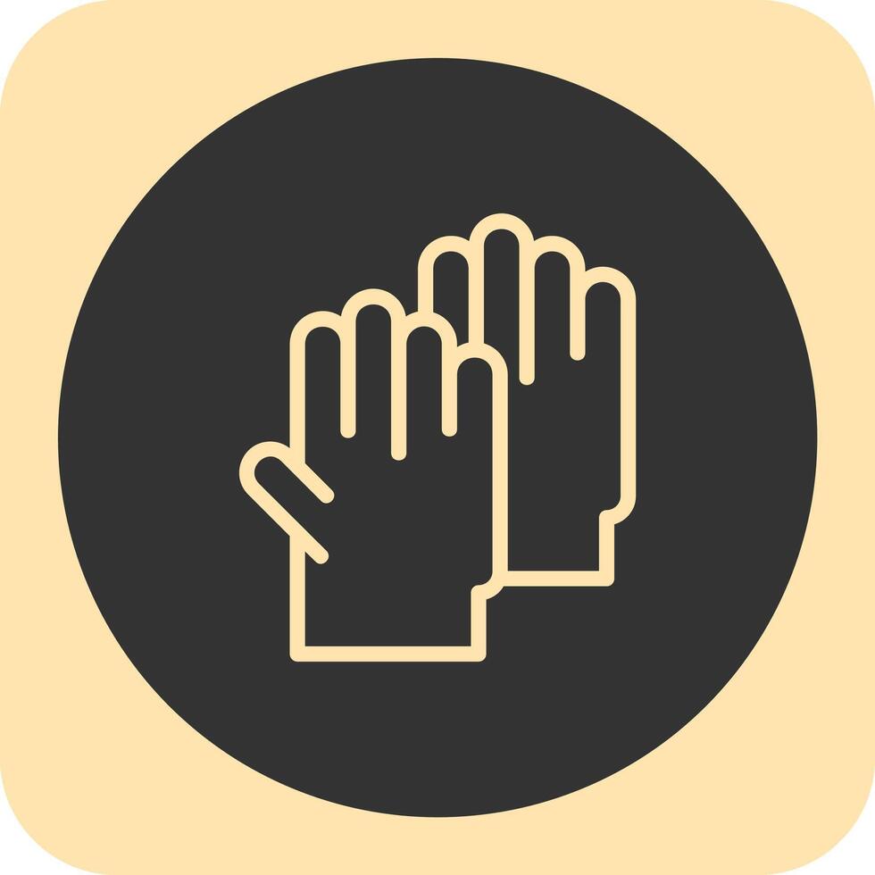 Safety Gloves Linear Round Icon vector