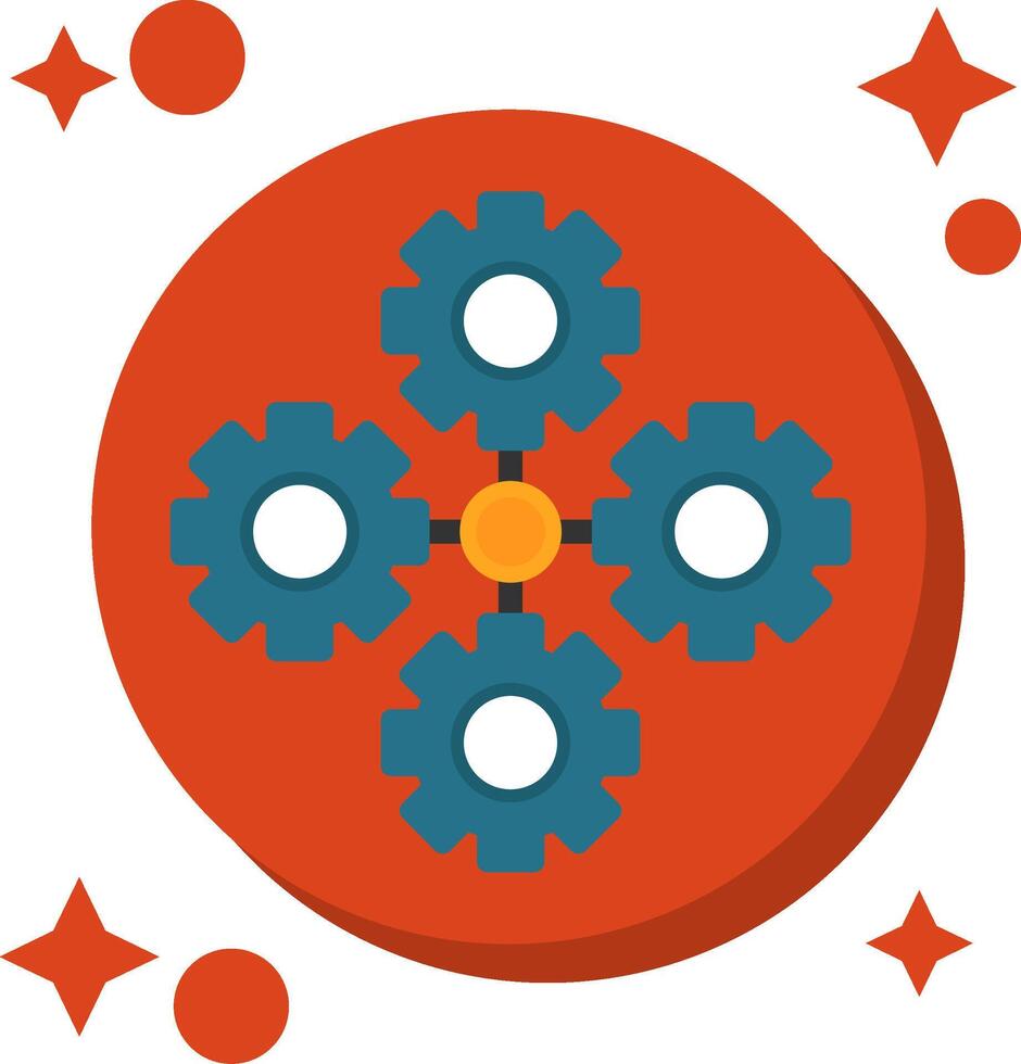 Gears symbolizing collaboration Tailed Color Icon vector