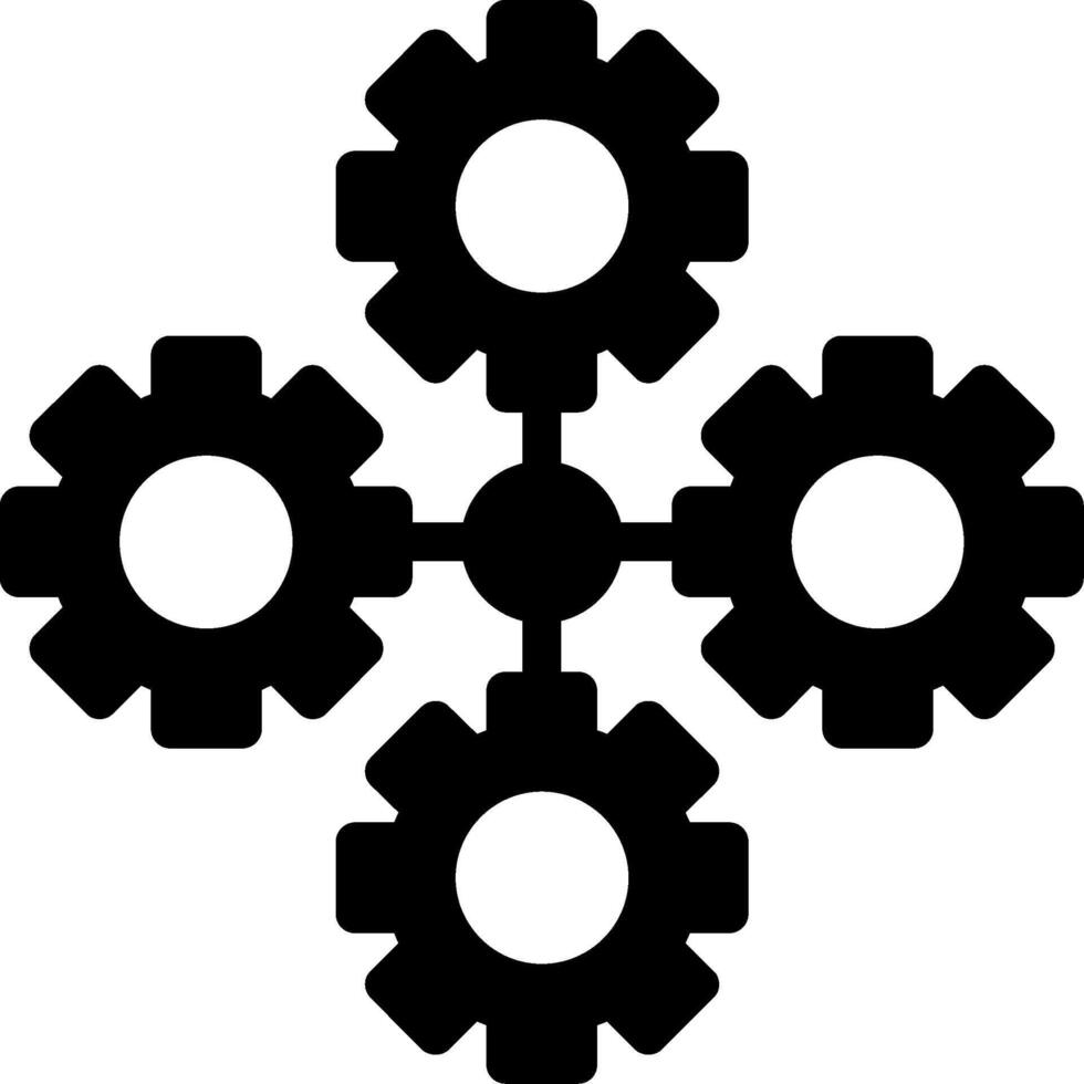 Gears symbolizing collaboration Glyph Icon vector