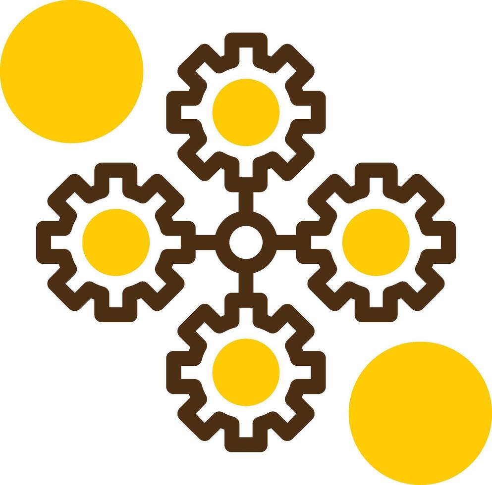 Gears symbolizing collaboration Yellow Lieanr Circle Icon vector