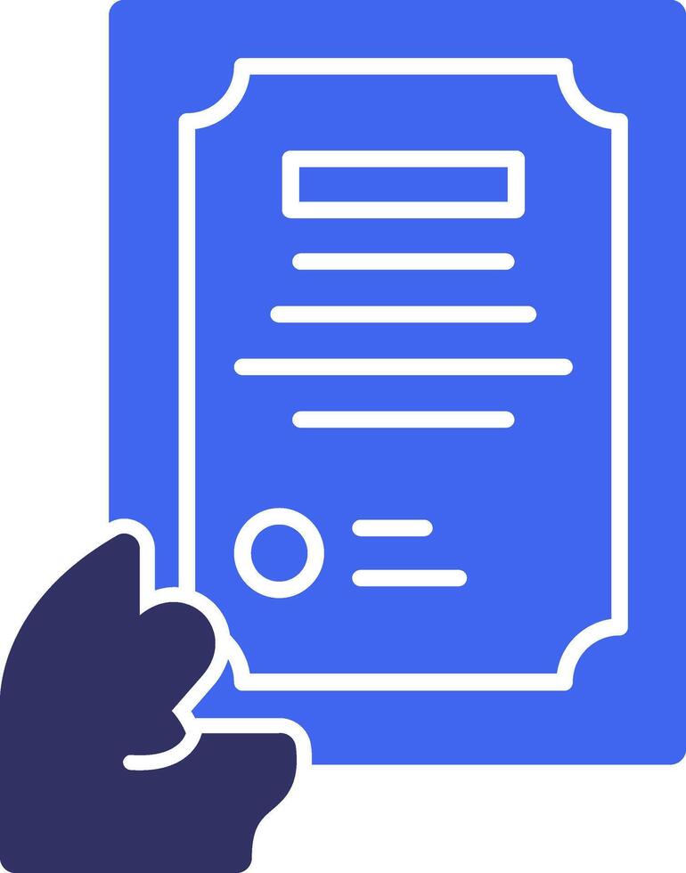 Hand holding a certificate for skills Solid Two Color Icon vector