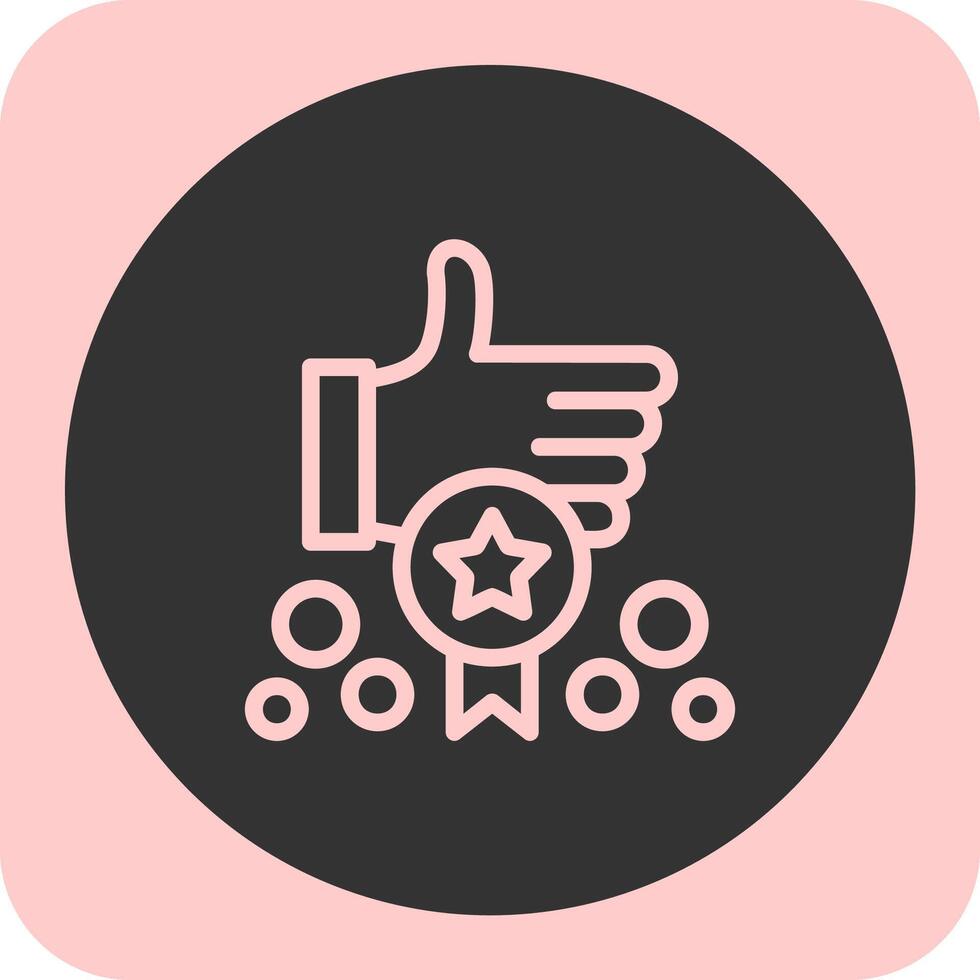 Hand with a badge for participation Linear Round Icon vector