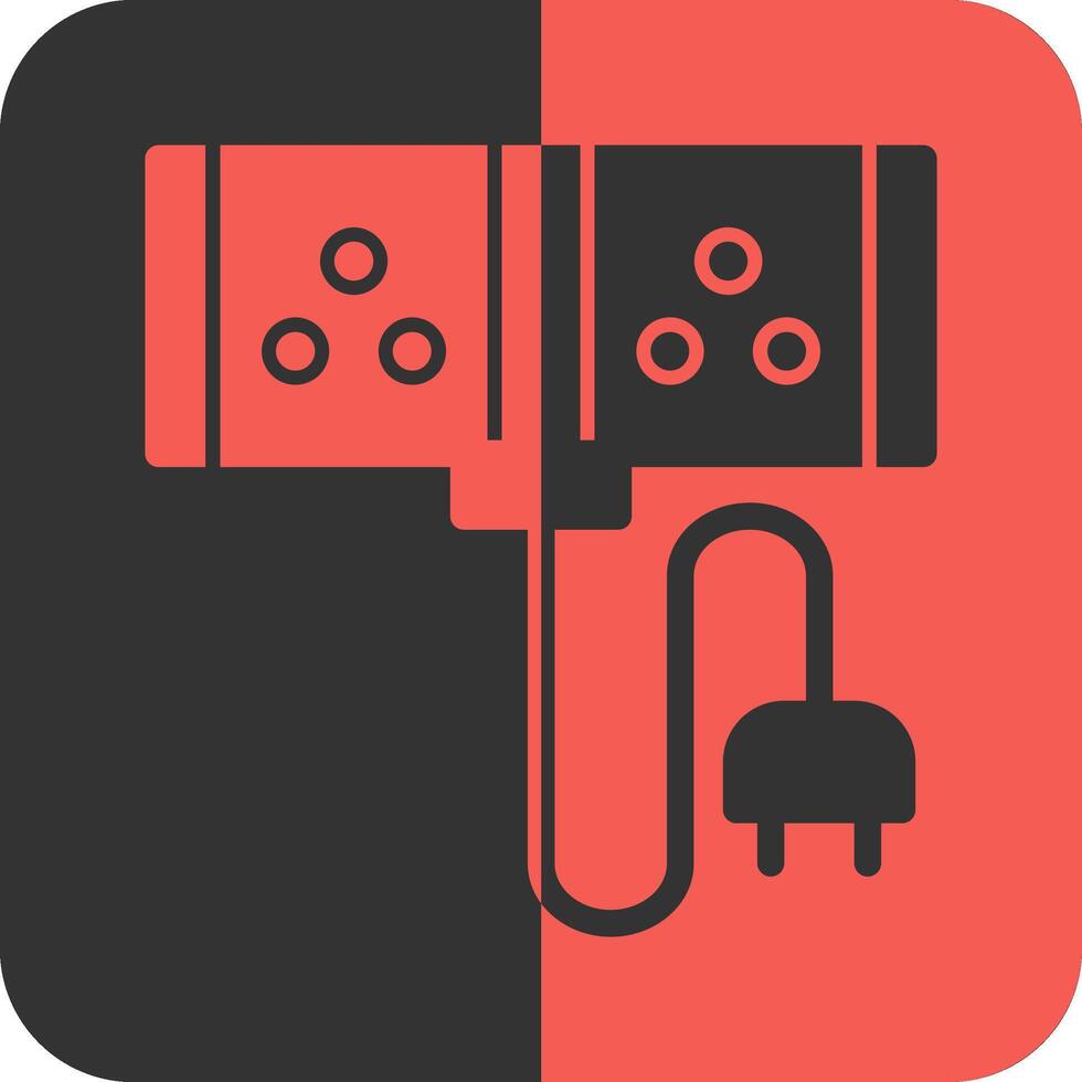 Extension Cord Red Inverse Icon vector