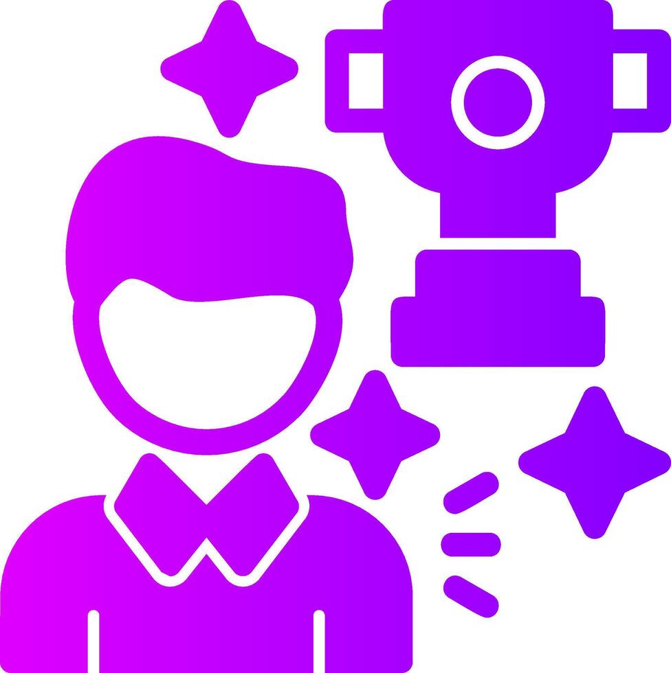 Person with a trophy for winning a competition Solid Multi Gradient Icon vector