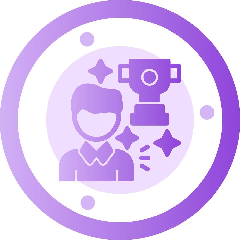 Person with a trophy for winning a competition Glyph Gradient Icon vector