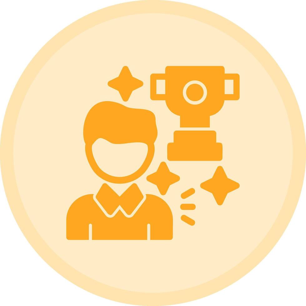 Person with a trophy for winning a competition Multicolor Circle Icon vector