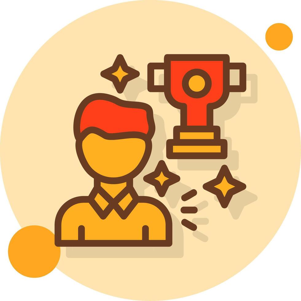 Person with a trophy for winning a competition Filled Shadow Circle Icon vector