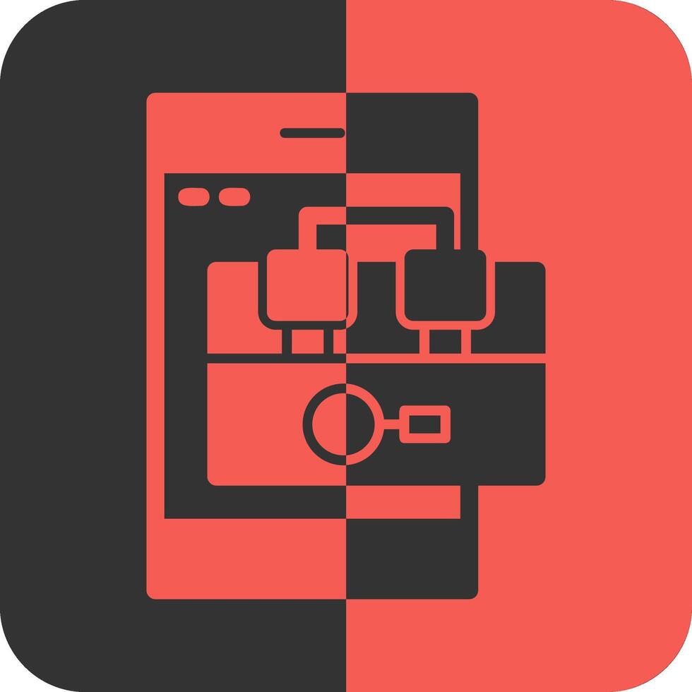 Smartphone with job search app Red Inverse Icon vector