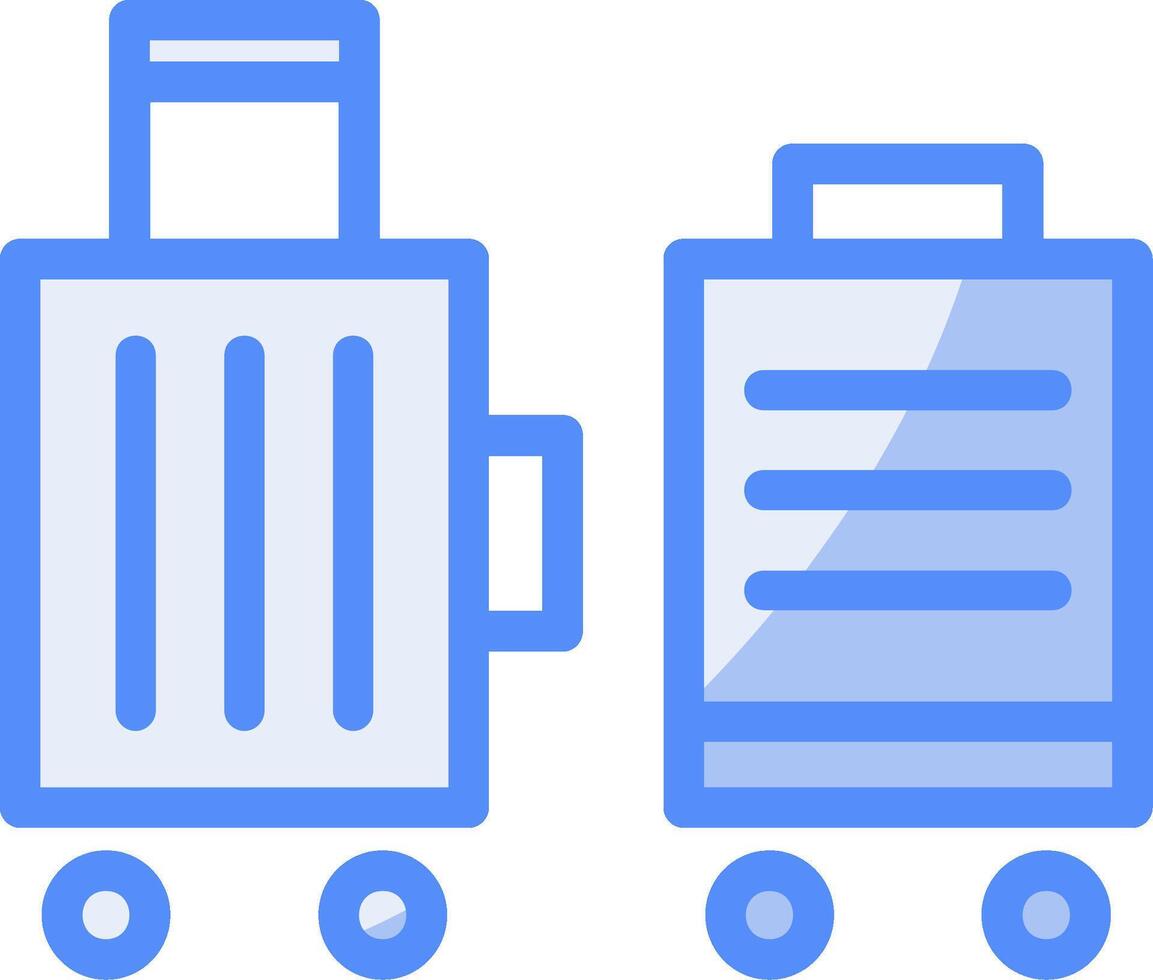 Suitcase packed for relocation Line Filled Blue Icon vector