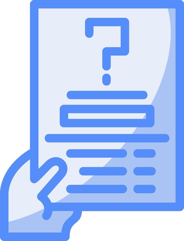Hand with a question mark for information Line Filled Blue Icon vector