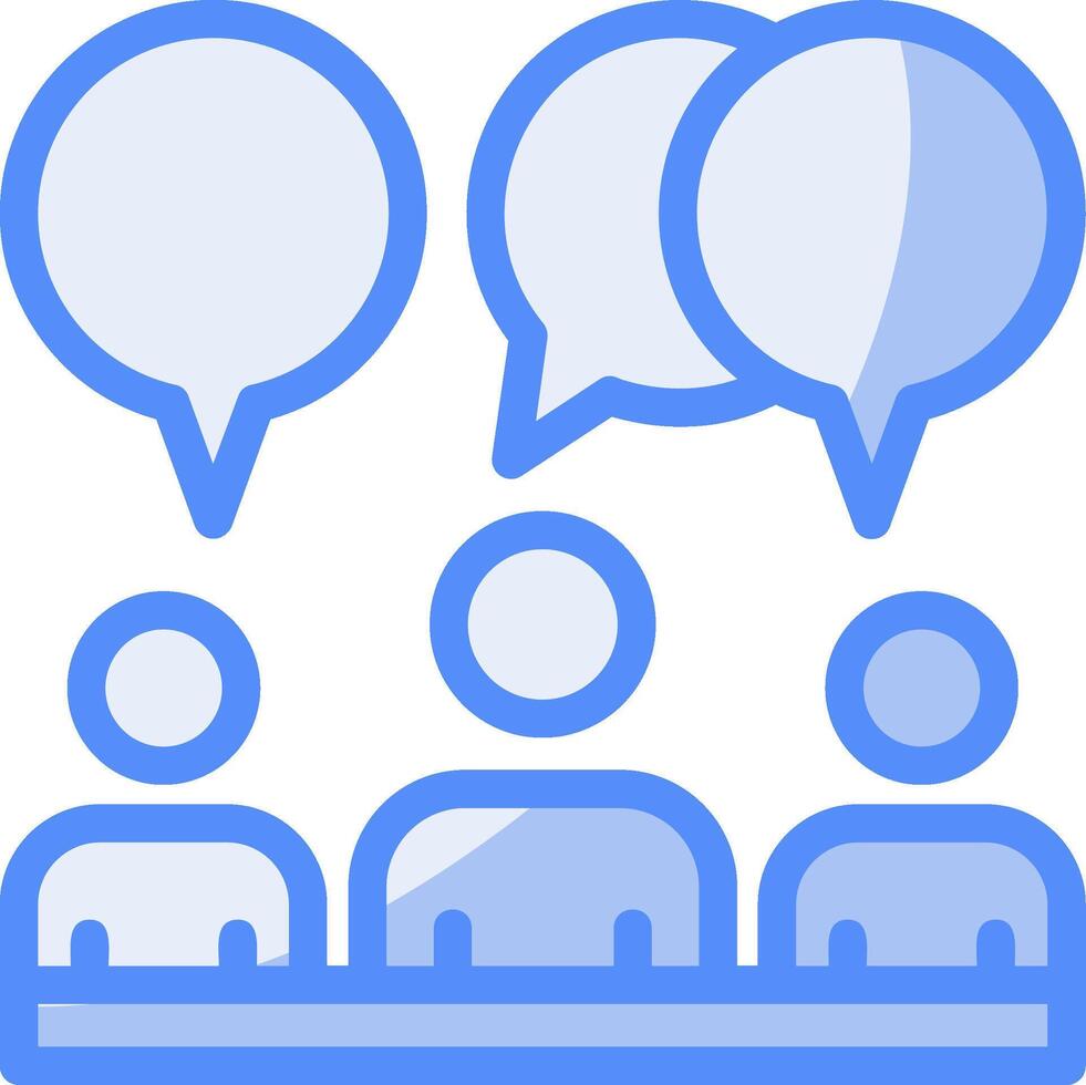 Chat bubble for networking conversations Line Filled Blue Icon vector