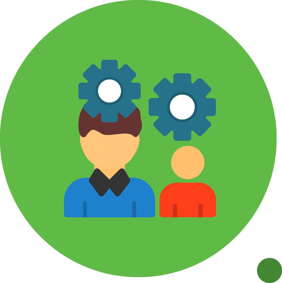 Person with gears for teamwork Flat Shadow Icon vector