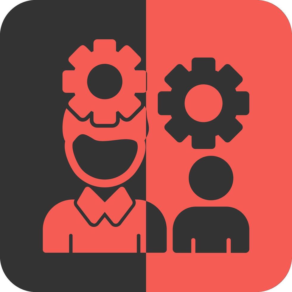 Person with gears for teamwork Red Inverse Icon vector