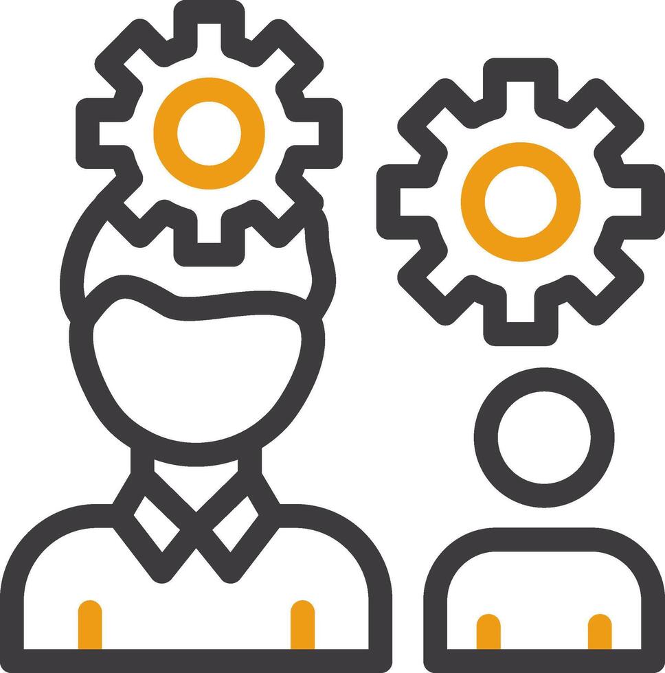 Person with gears for teamwork Line Circle Icon vector