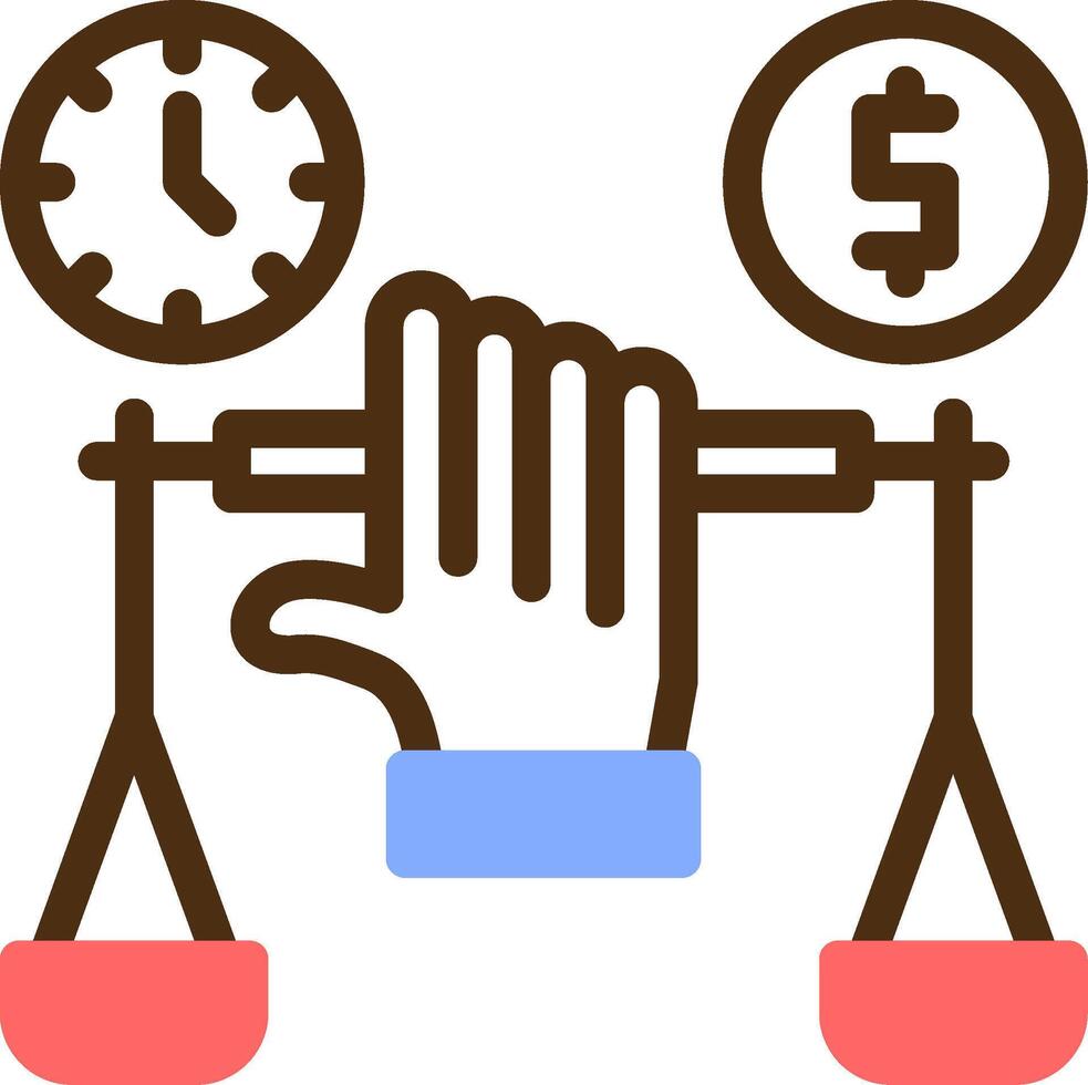 Hand holding a balance scale for negotiation Color Filled Icon vector