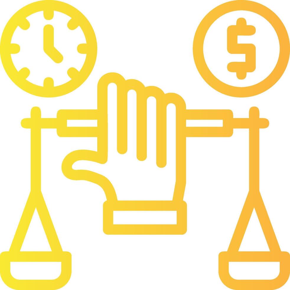 Hand holding a balance scale for negotiation Linear Gradient Icon vector