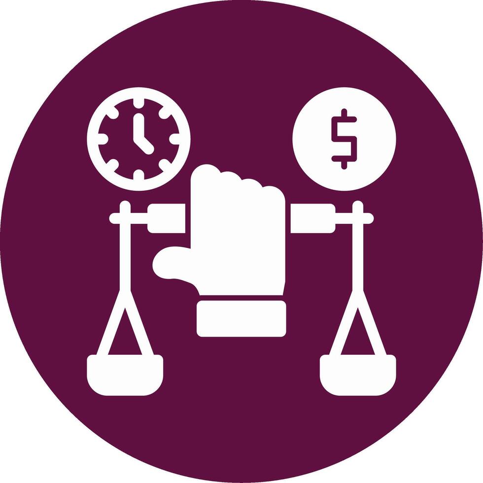 Hand holding a balance scale for negotiation Glyph Circle Icon vector